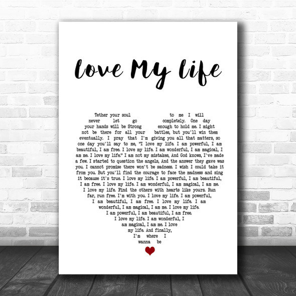 Robbie Williams Love My Life Script Heart Quote Song Lyric Print Song Lyric Designs