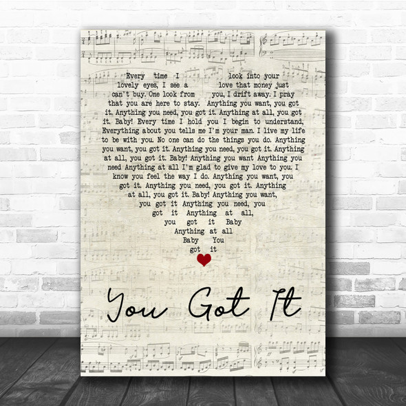 Roy Orbison You Got It Script Heart Quote Song Lyric Print