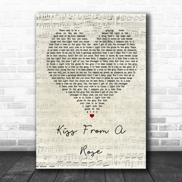 Seal Kiss From A Rose Script Heart Song Lyric Quote Print