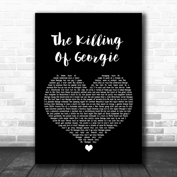Rod Stewart The Killing Of Georgie Black Heart Song Lyric Music Wall Art Print