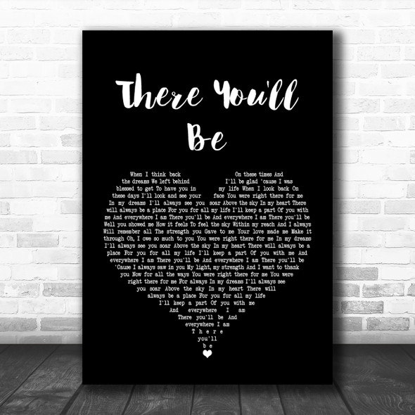 Faith Hill There You'll Be Black Heart Song Lyric Music Wall Art Print