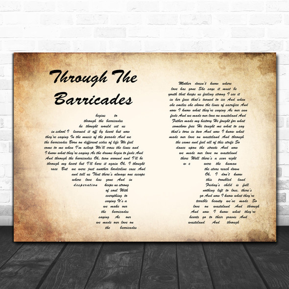 Spandau Ballet Through The Barricades Man Lady Couple Song Lyric Quote Print