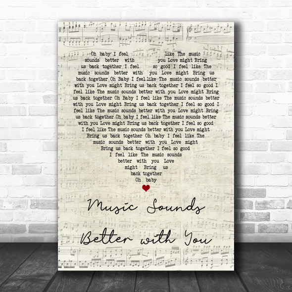 Stardust Music Sounds Better with You Script Heart Song Lyric Quote Print