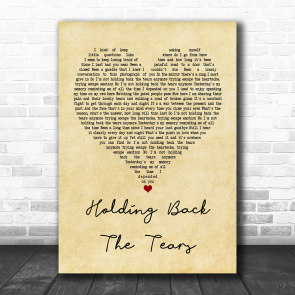 Take That Holding Back The Tears Vintage Heart Quote Song Lyric Print