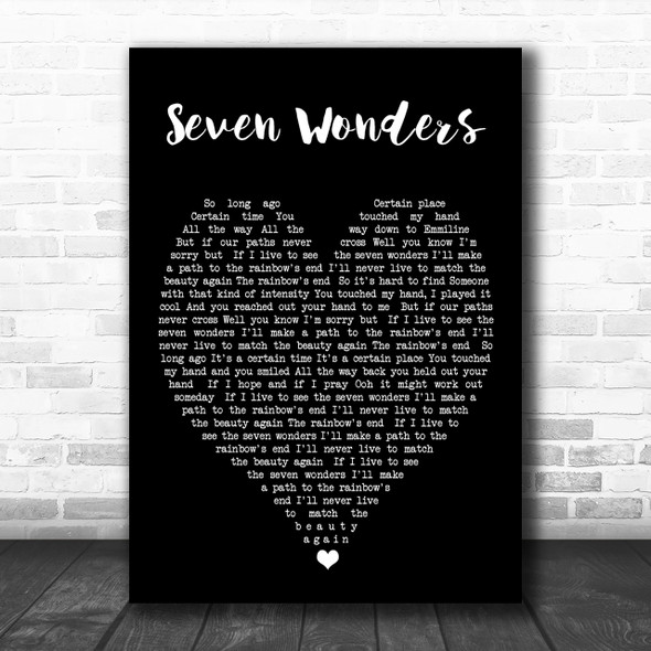 Seven Wonders Fleetwood Mac Black Heart Song Lyric Music Wall Art Print