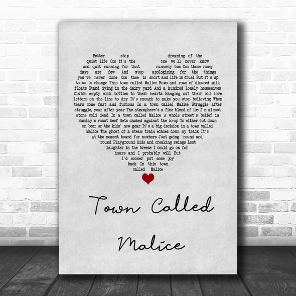 The Jam Town Called Malice Grey Heart Quote Song Lyric Print