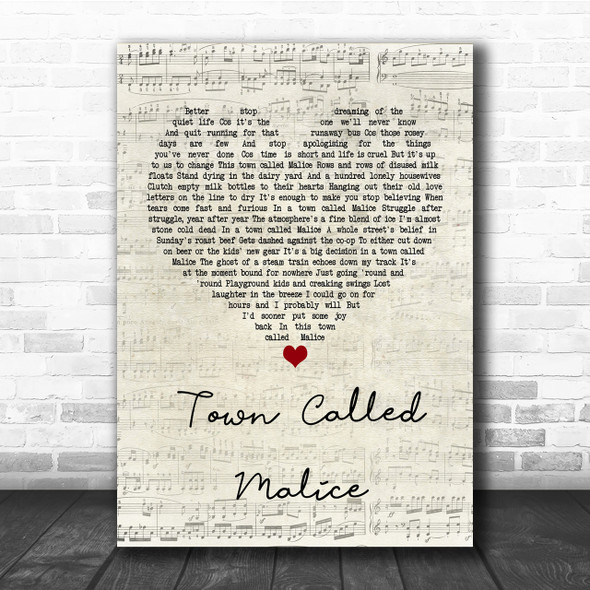 The Jam Town Called Malice Script Heart Quote Song Lyric Print