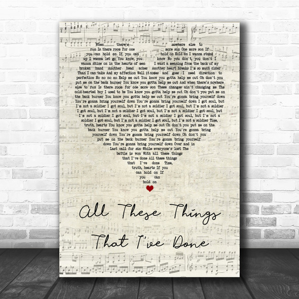 The Killers All These Things That I've Done Script Heart Quote Song Lyric Print