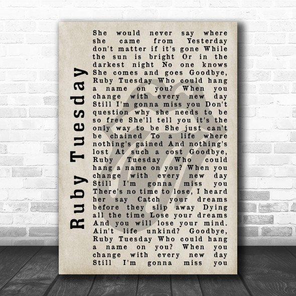 The Rolling Stones Ruby Tuesday Shadow Song Lyric Quote Print