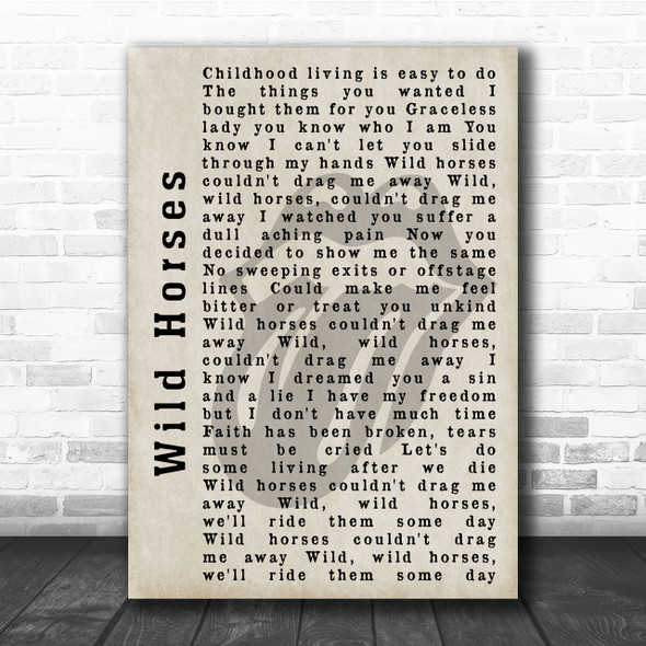 The Rolling Stones Wild Horses Shadow Song Lyric Quote Print