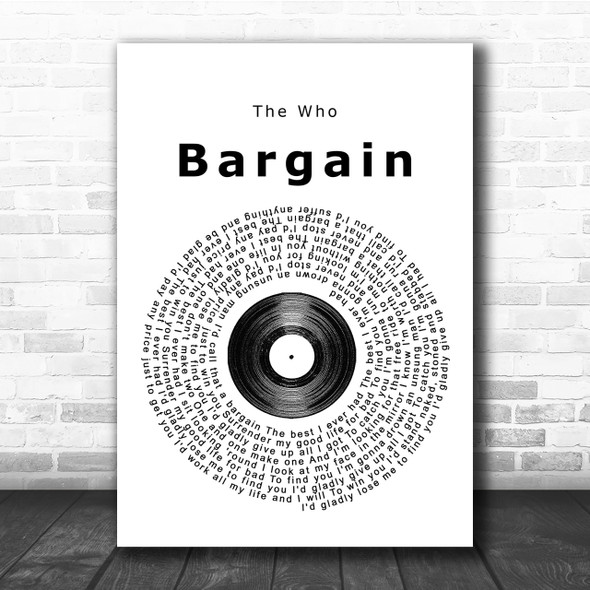 The Who Bargain Vinyl Record Song Lyric Quote Print