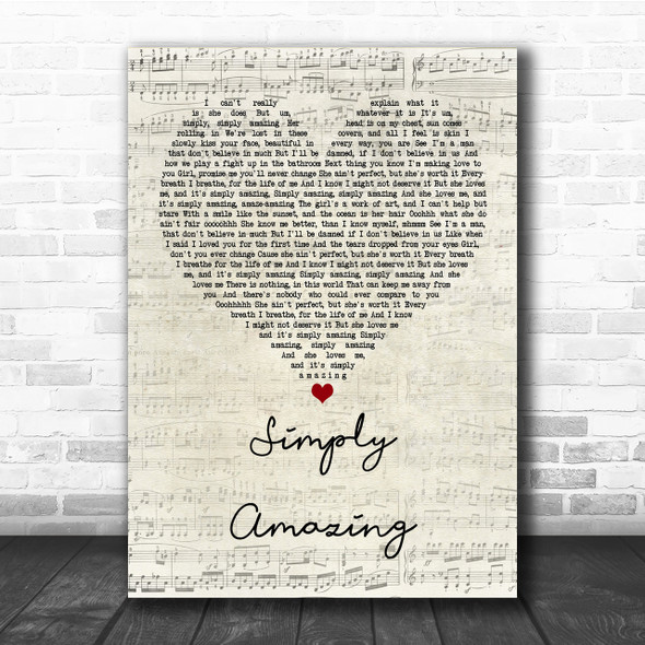 Trey Songz Simply Amazing Script Heart Song Lyric Quote Print