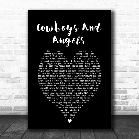 George Michael Cowboys And Angels Black Heart Song Lyric Music Wall Art Print