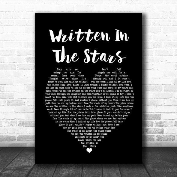 Westlife Written In The Stars Black Heart Song Lyric Quote Print