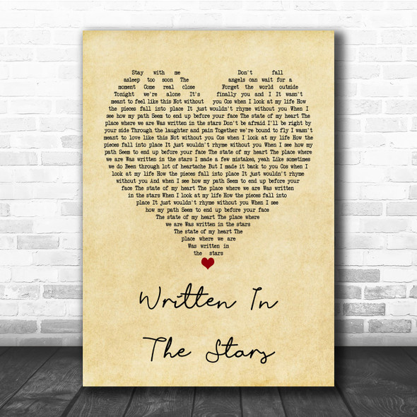 Westlife Written In The Stars Vintage Heart Quote Song Lyric Print