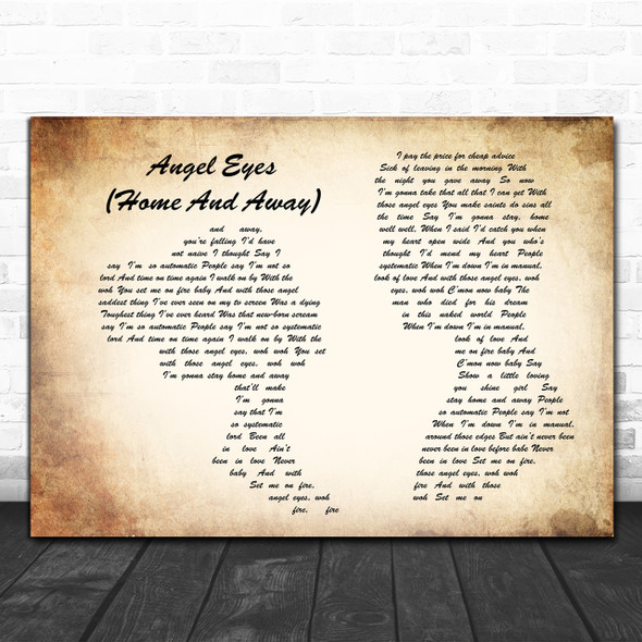Wet Wet Wet Angel Eyes (Home And Away) Man Lady Couple Song Lyric Quote Print