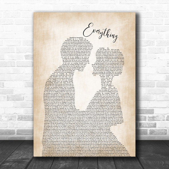 Brian McKnight Everything Man Lady Bride Groom Wedding Song Lyric Poster Print