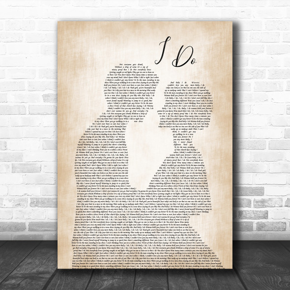 Morgan Evans I Do Man Lady Bride Groom Wedding Song Lyric Poster Print