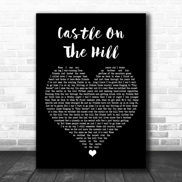 Ed Sheeran Castle On The Hill Black Heart Song Lyric Poster Print