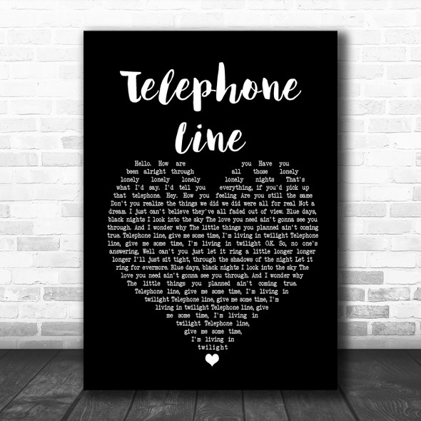 Electric Light Orchestra Telephone Line Black Heart Song Lyric Poster Print