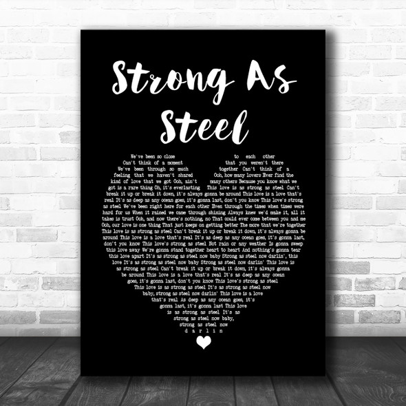 Five Star Strong As Steel Black Heart Song Lyric Poster Print