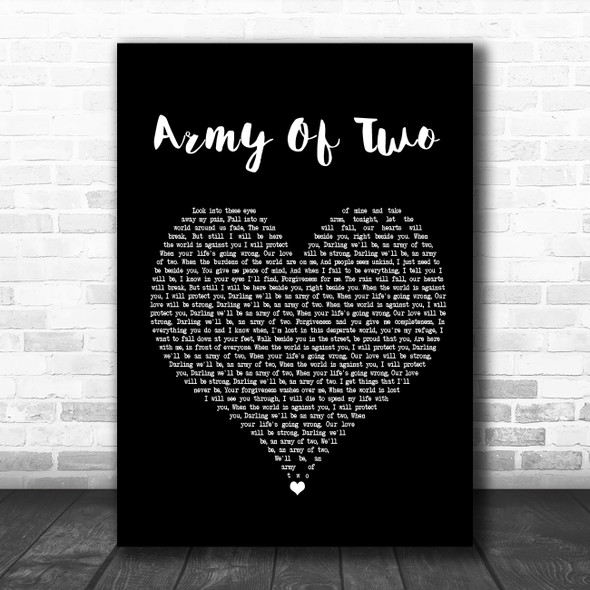 Josh Doyle Army Of Two Black Heart Song Lyric Poster Print