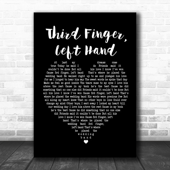 Martha Reeves and The Vandellas Third Finger, Left Hand Black Heart Song Lyric Poster Print