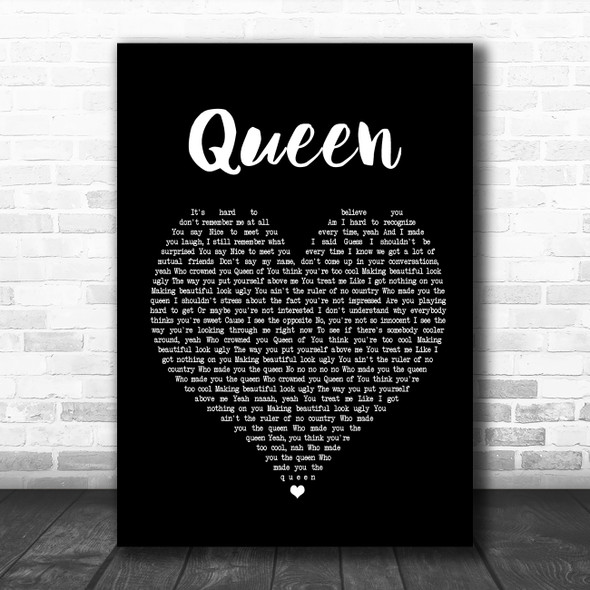 Shawn Mendes Queen Black Heart Song Lyric Poster Print