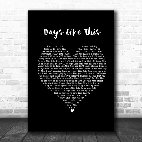 Van Morrison Days Like This Black Heart Song Lyric Poster Print
