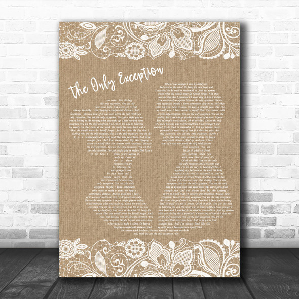 Paramore The Only Exception Burlap & Lace Song Lyric Poster Print