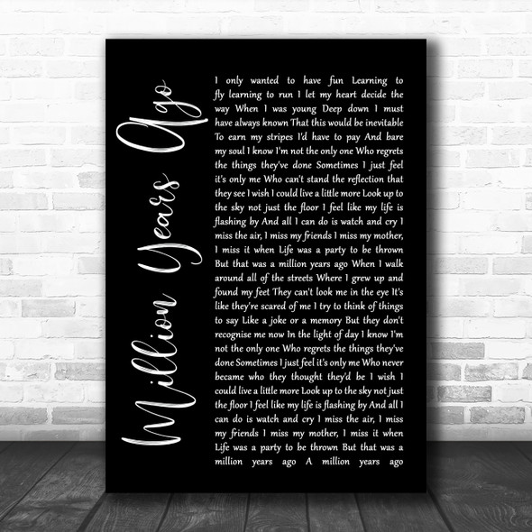 Adele Million Years Ago Black Script Song Lyric Poster Print