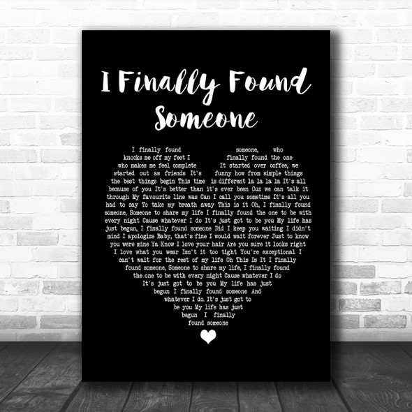 Bryan Adams Barbra Streisand I Finally Found Someone Heart Song Lyric Music Wall Art Print