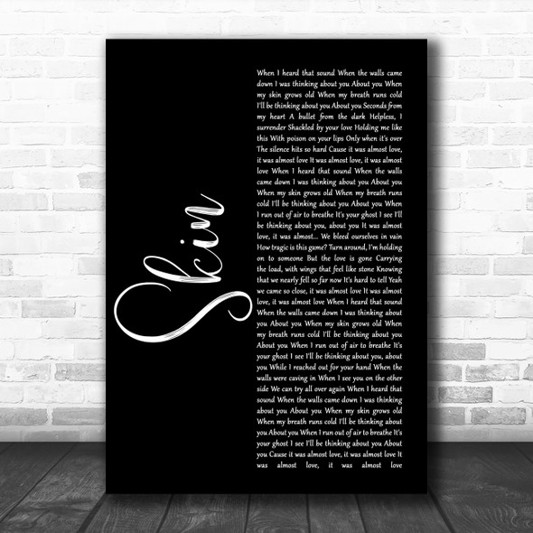 Rag'n'Bone Man Skin Black Script Song Lyric Poster Print