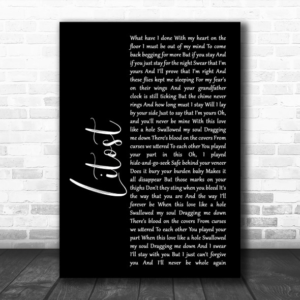 X Ambassadors Litost Black Script Song Lyric Poster Print