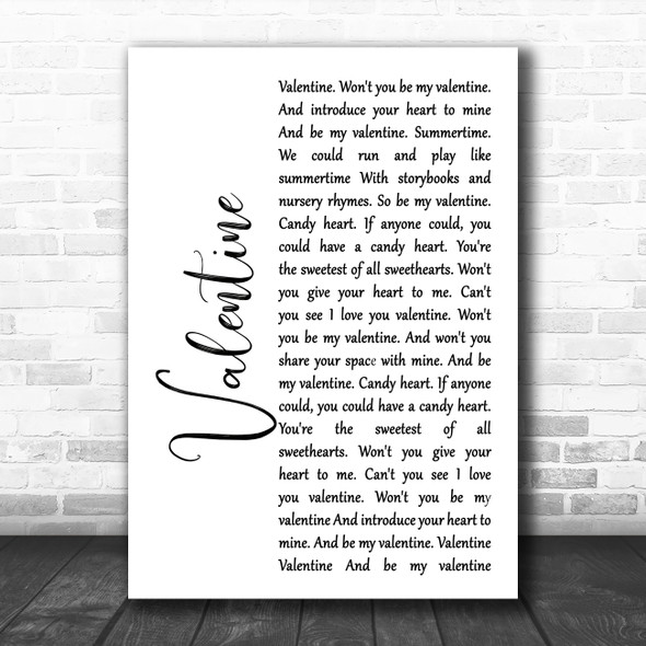 The Beautiful South Valentine White Script Song Lyric Poster Print