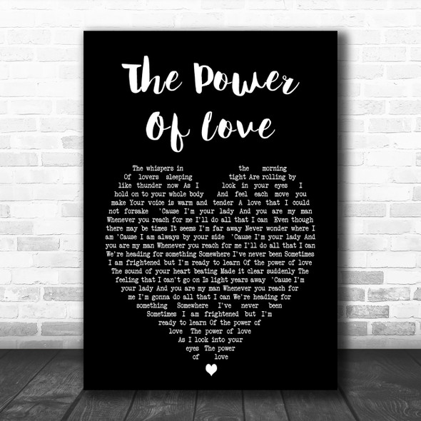 Celine Dione The Power Of Love Black Heart Song Lyric Music Wall Art Print