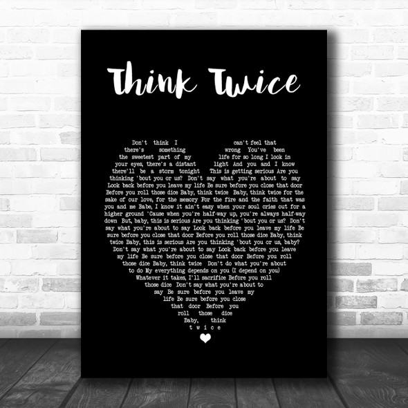 Celine Dione Think Twice Black Heart Song Lyric Music Wall Art Print