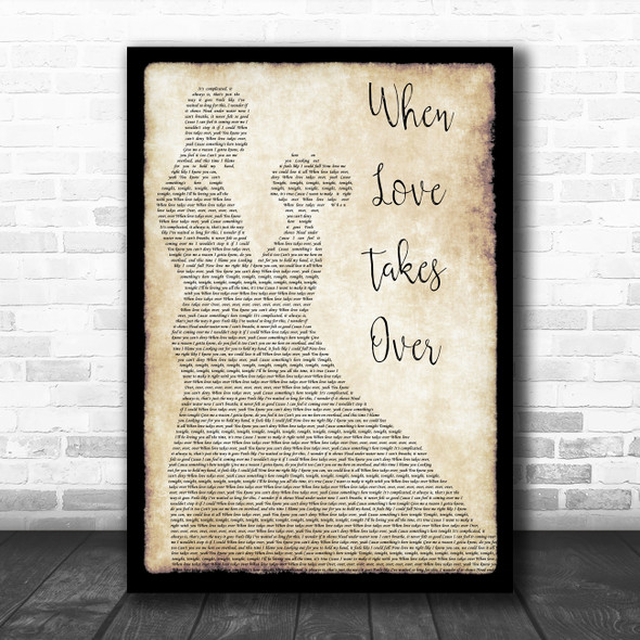 David Guetta feat. Kelly Rowland When Love Takes Over Man Lady Dancing Song Lyric Poster Print