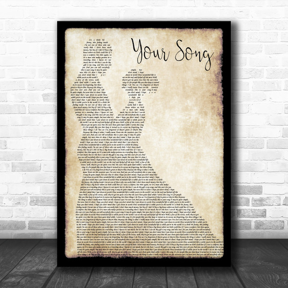 Elton John Your Song Man Lady Dancing Song Lyric Poster Print