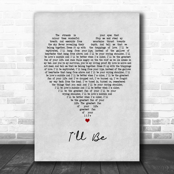 Edwin McCain I'll Be Grey Heart Song Lyric Poster Print