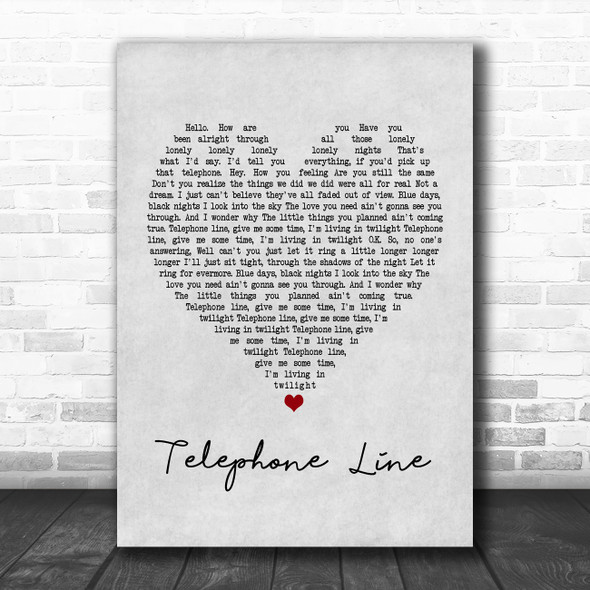 Electric Light Orchestra Telephone Line Grey Heart Song Lyric Poster Print