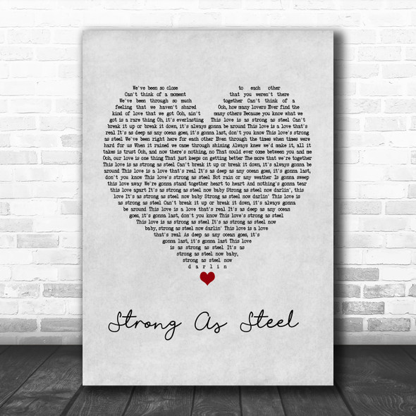 Five Star Strong As Steel Grey Heart Song Lyric Poster Print