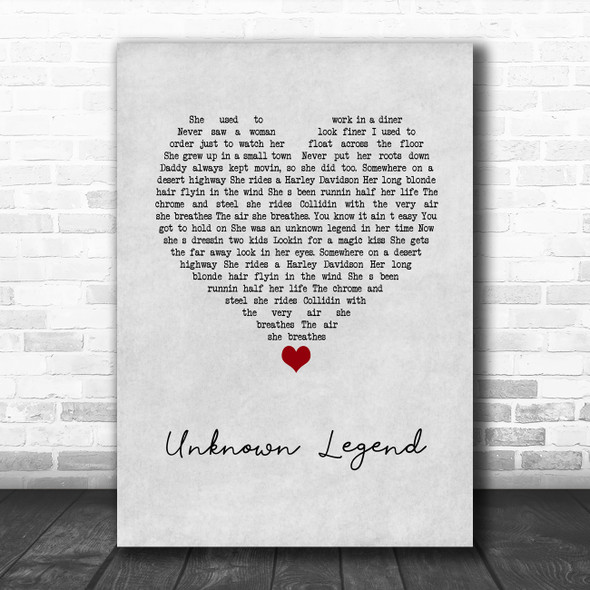 Neil Young Unknown Legend Grey Heart Song Lyric Poster Print