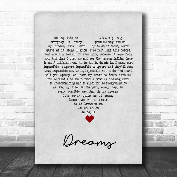 The Cranberries Dreams Grey Heart Song Lyric Poster Print