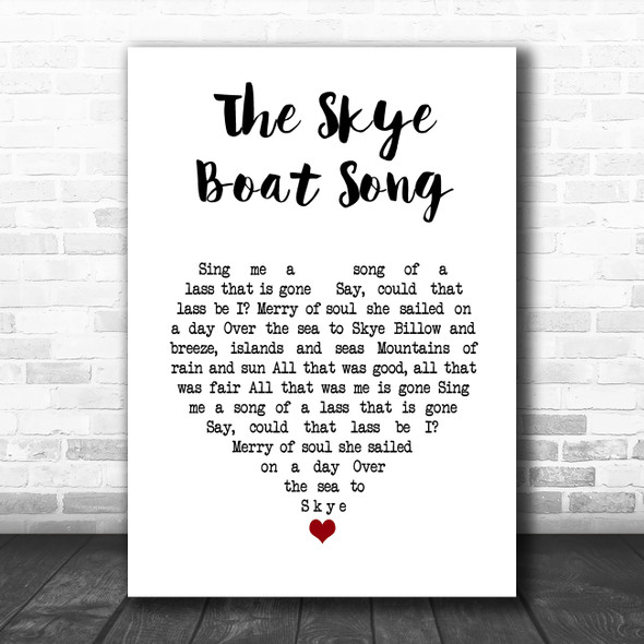 Bear McCReary The Skye Boat Song White Heart Song Lyric Poster Print