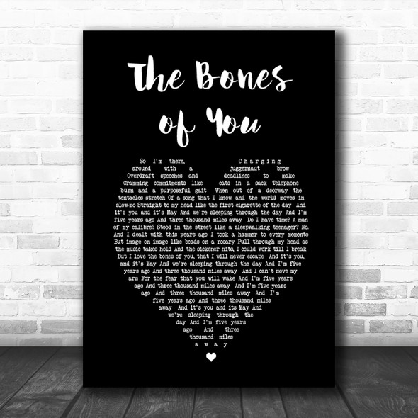 Elbow The Bones of You Black Heart Song Lyric Music Wall Art Print