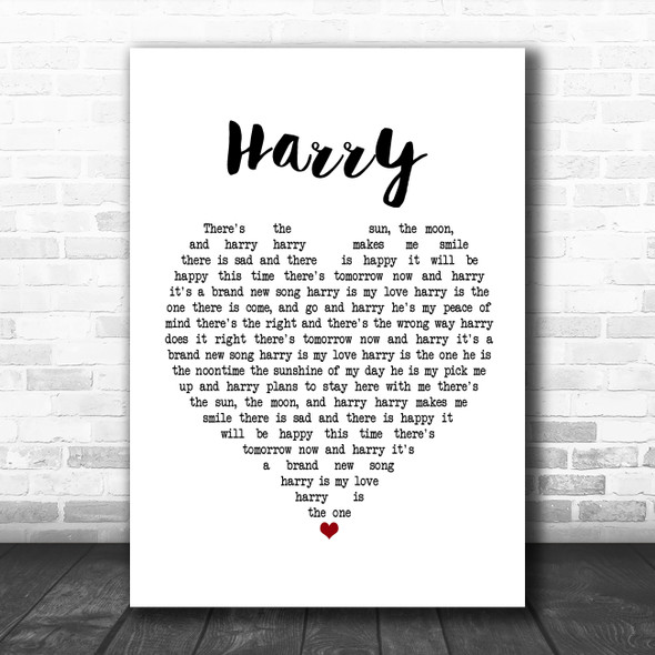 Catherine Howe Harry White Heart Song Lyric Poster Print