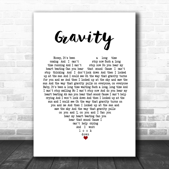 Embrace Gravity White Heart Song Lyric Poster Print