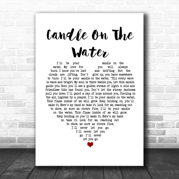 Helen Reddy Candle On The Water White Heart Song Lyric Poster Print