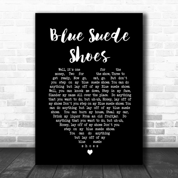 Elvis Presley Blue Suede Shoes Black Heart Song Lyric Music Wall Art Print